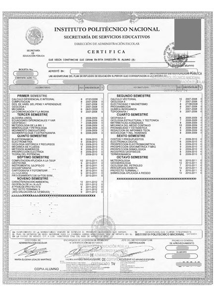 » Certificado Licenciatura IPN